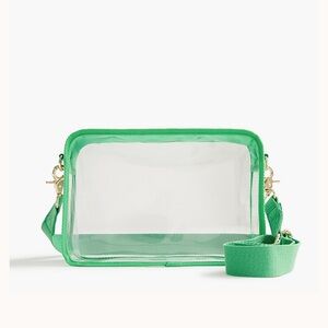 J Crew Large Clear Crossbody Pouch in Green